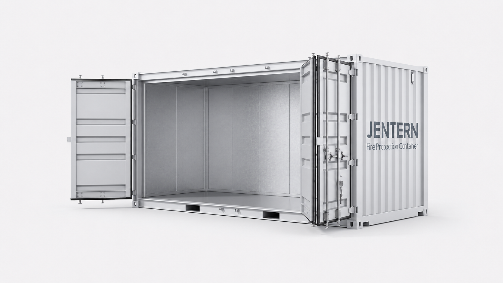 JENTERN 堅盾防火防護貨櫃長邊全開式 3D 示意圖
